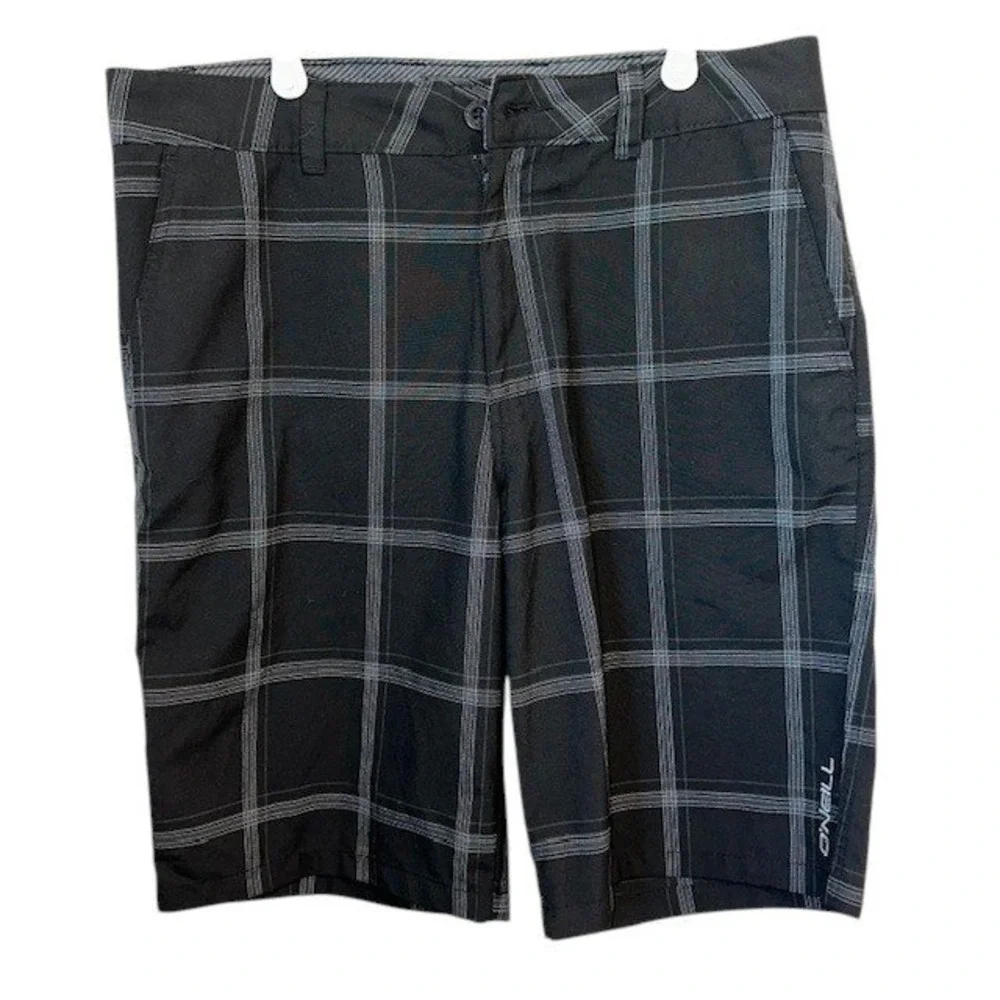 O'Neill Plaid Shorts Hybrid Casual Walk Black Size 32‎